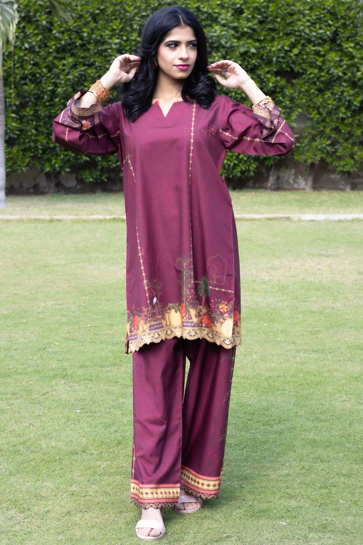 Crimson Red | 2 Piece Short Shirt Set
