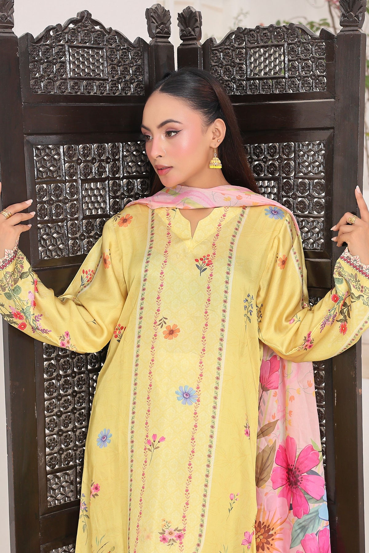 Sunshine Garden | 3 Piece Long Shirt Set with Dupatta