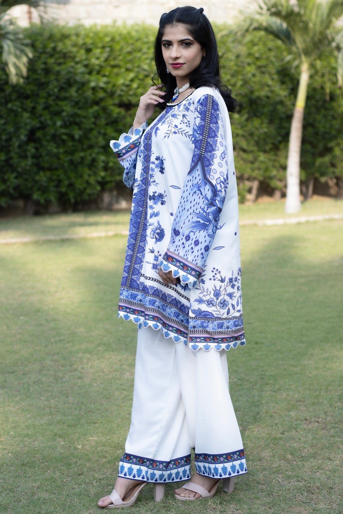 Ivory Blue | 2 Piece Short Shirt Set