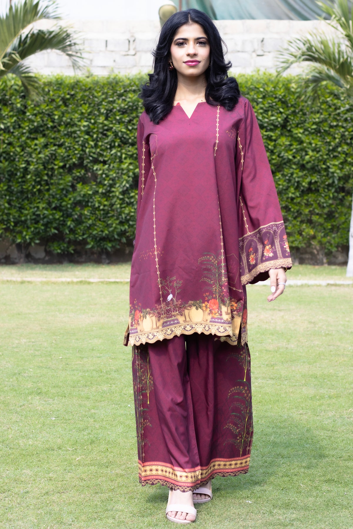 Crimson Red | 2 Piece Short Shirt Set