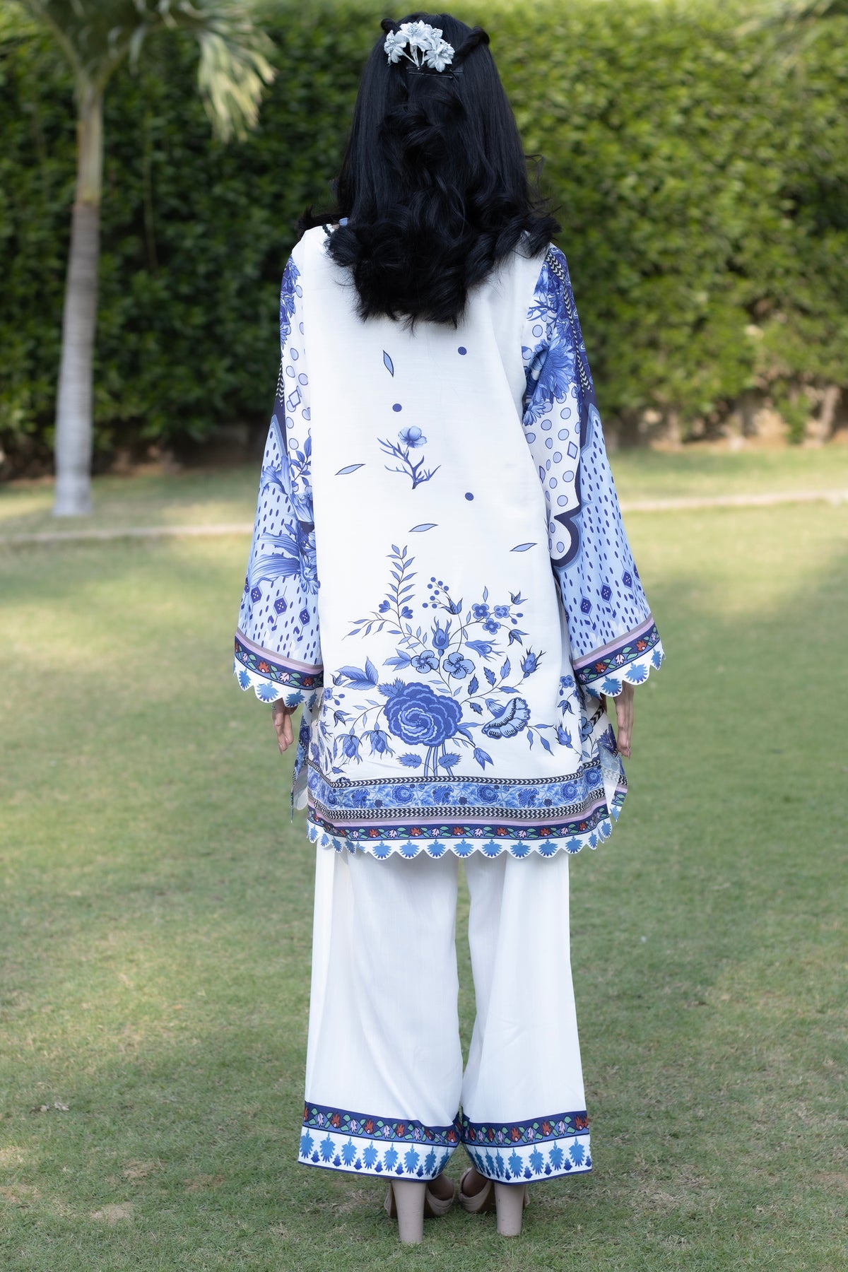 Ivory Blue | 2 Piece Short Shirt Set