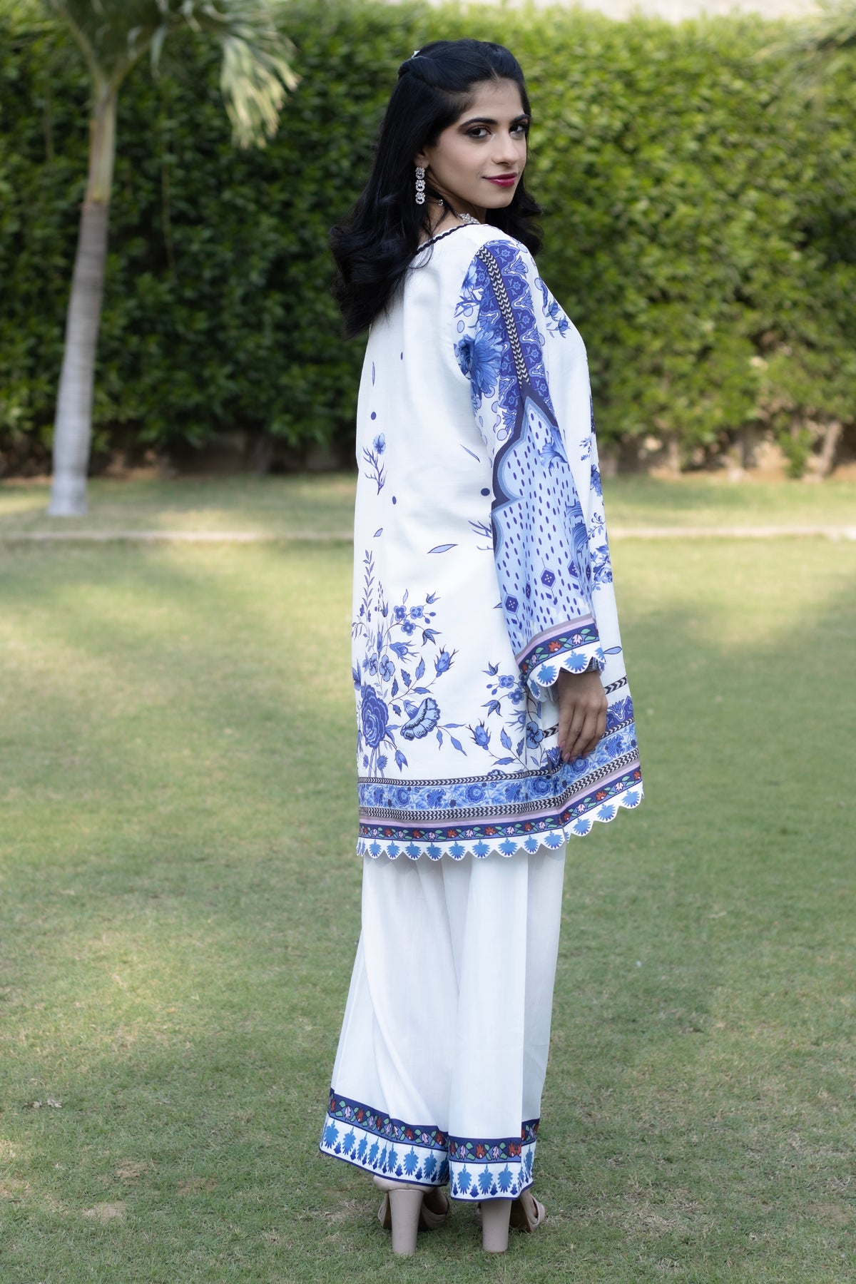 Ivory Blue | 2 Piece Short Shirt Set