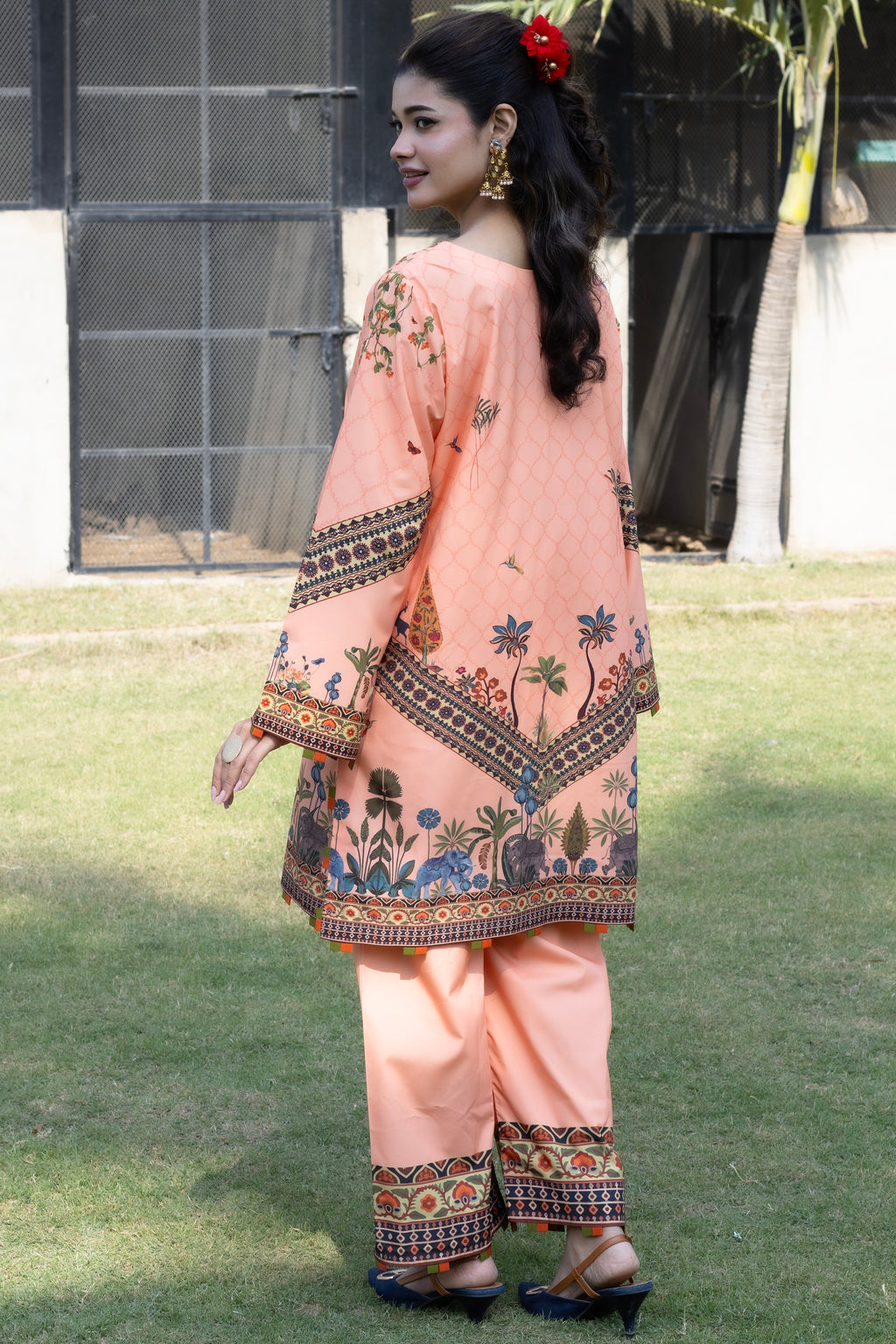 Peach Jungle | 2 Piece Short Shirt Set