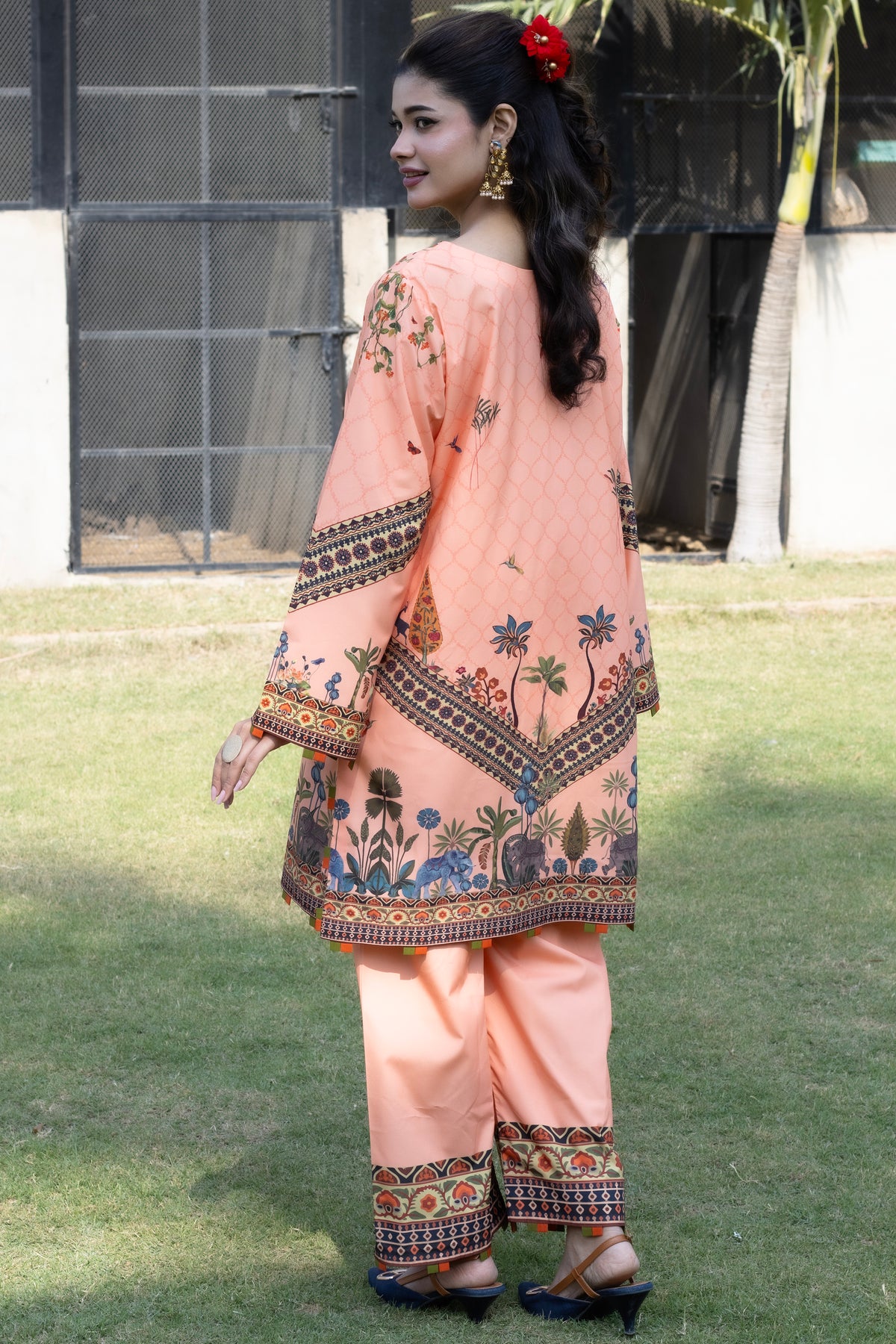 Peach Jungle | 2 Piece Short Shirt Set
