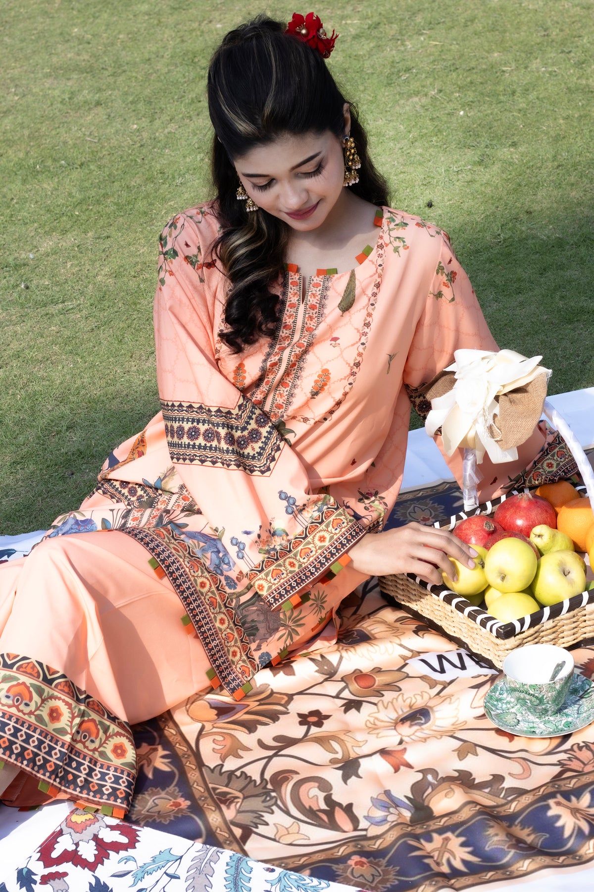 Peach Jungle | 2 Piece Short Shirt Set