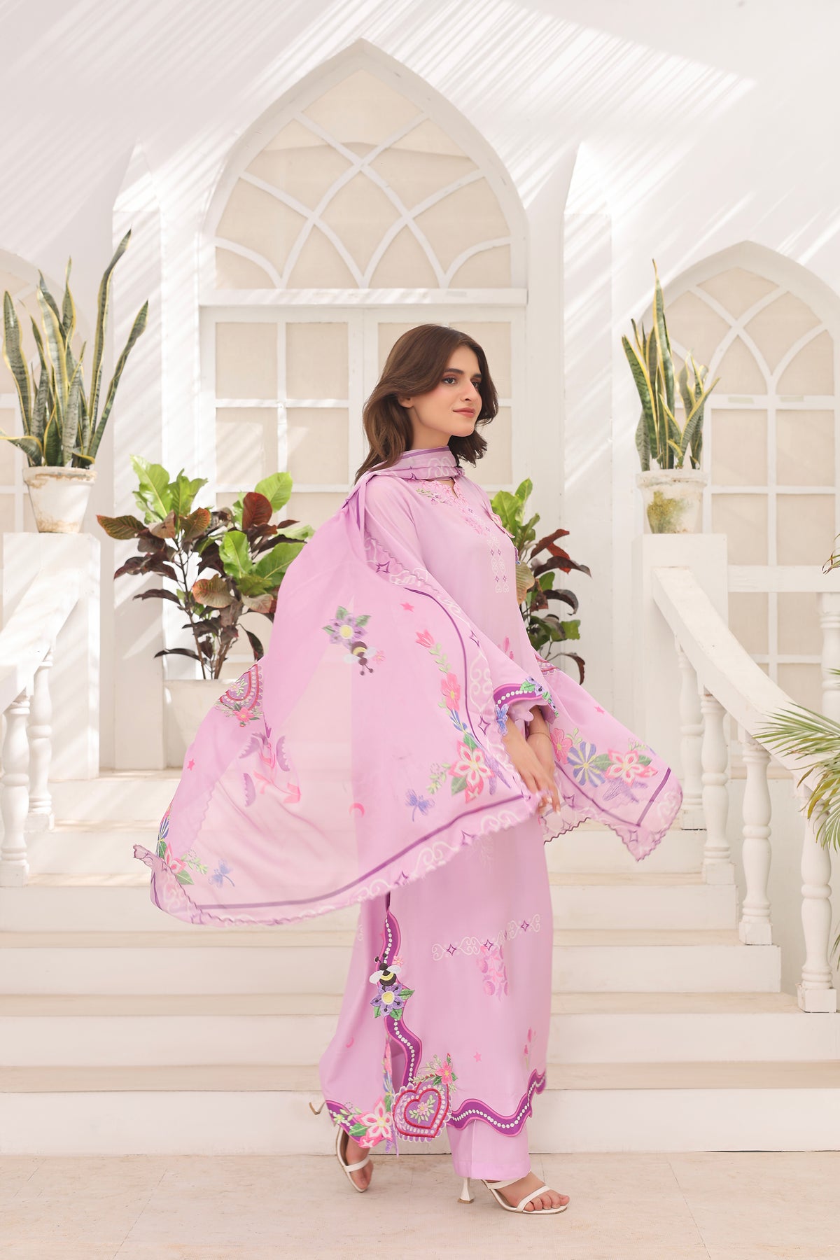 Dreamy Lavender | 3 Piece Long Shirt Set with Dupatta